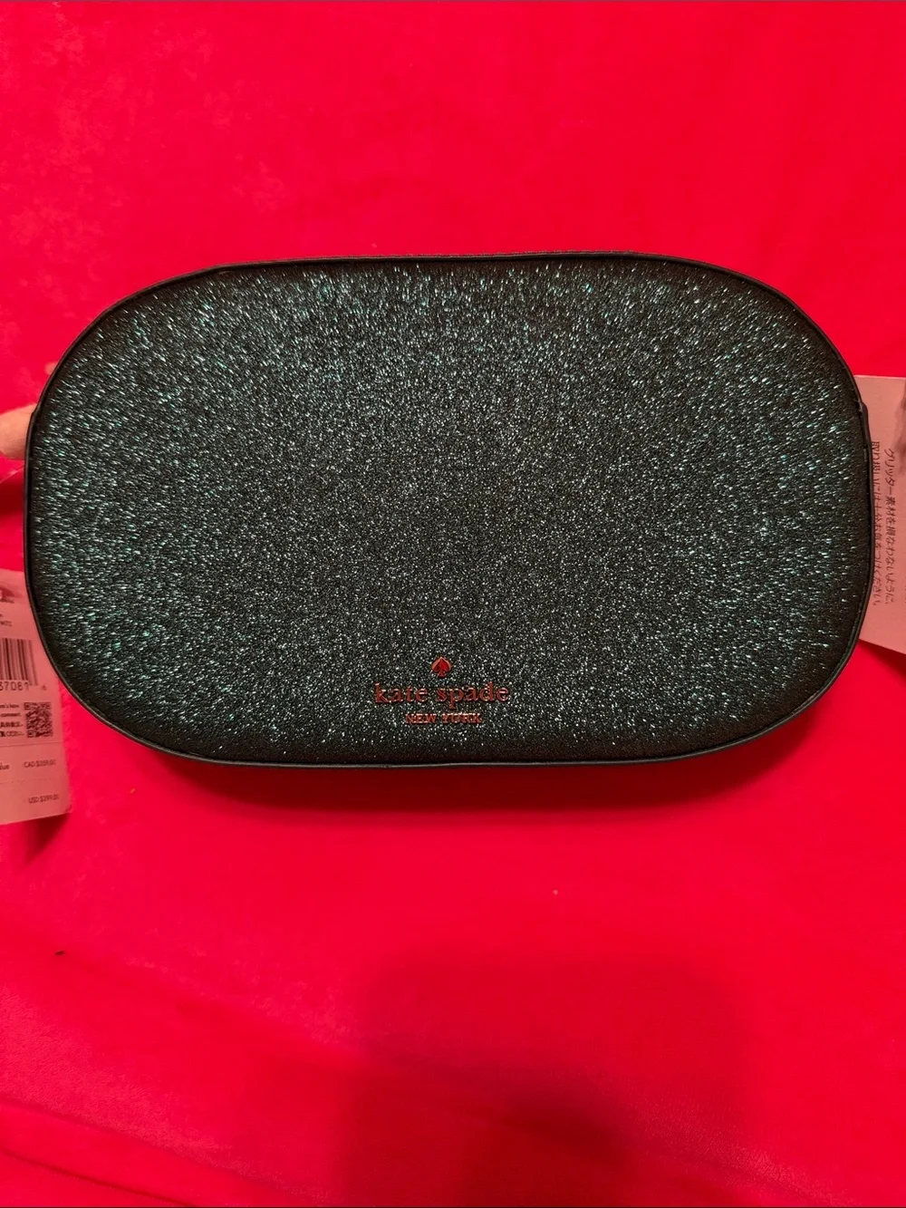 kate spade green glitter crossbody camera bag